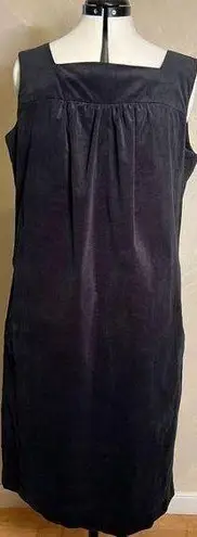 Spiegel Women Sleeveless Little Black Square Neck Corduroy Dress W/Pockets|Sz:14