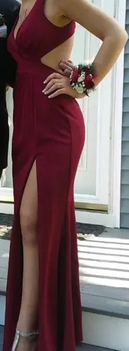 Clarisse burgandy pleated red prom dress