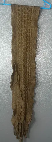 Women’s Brown Cable Knit Scarf Fringe Long Winter Fall Accessory