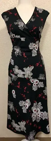 I.N. San Francisco Vintage 90s Black Floral Asymmetrical Dress