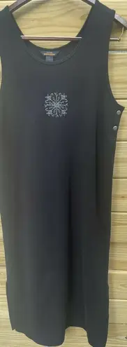 Woolrich Black Sleeveless Jumper Dress Womens Long Modest Size Medium Embroidery