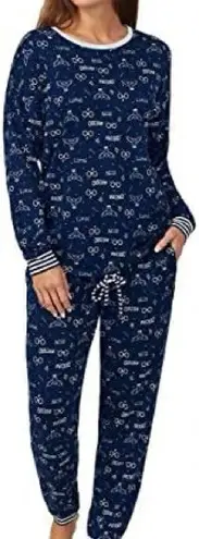 Harry Potter Wizarding World Womens 2-Piece Cozy Pajama Set Sz S Navy White