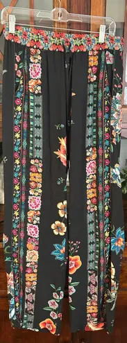 Johnny Was Women's Floral Print Drawstring Wide Leg Pants Size S