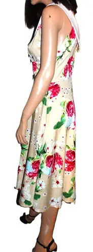 Voodoo Vixen Beige Floral Retro Dress M NWT