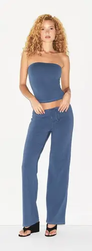 SKIMS Cotton Jersey Straight Leg Pant in Harbor, Size XXS