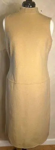 Kenar WomensNeutral Minimalist Crêpe/Tan Wool Blend Sleeveless Midi Dress|Size:8