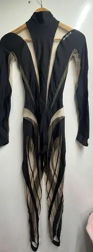 MUGLER NWT Paneled High Neck mesh jumpsuit *FLAWED* Size 2 (34) Women’s Designer Black