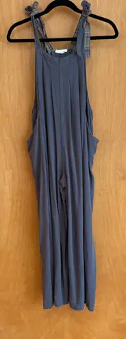 Annie Wear LA Women's Jumpsuit Casual Tie Strap Gray Plax Viscose Blend Size L Size L