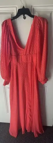 Kimberly  Goldson NEW Lesli Jacquard Maxi Dress SIZE Xs WOMENS Coral Gold