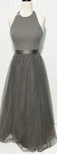 Vera Wang WHITE by  Halter Neck Gown Prom Bridesmaid Dress Charcoal Gray Size 4