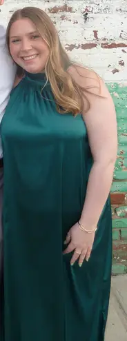 Silky Stretch Halter Maxi Dress Green Size L