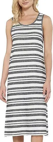 matty m NWT Sz Medium Sporty Midi Dress Heather Gray Grey White Stripes NEW