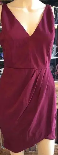 NWT Manydress Cranberry Sleeveless V Neck Faux Wrap Bodycon Dress Womens Small
