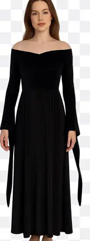 Source Unknown Morticia Addams-style Gothic Velvet Maxi Dress with Dramatic Bell Sleeves XXL - Image 1