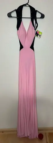Mac Duggal Cassandra Stone by 40422A ice pink black jersey prom dress NEW 2