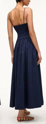 NWOT STAUD DENA drop waist Navy Blue Midi Dress sz 4