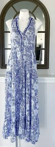 Poupette St. Barth  Nana Printed Maxi Dress Revolve Blue Begonia Size L New w/Tag