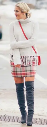 J. Crew Tartan Plaid City Mini Sidewalk Skirt Pull On, Sz 2 Red