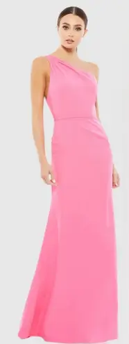 Mac Duggal NWOT Ieena for Pink One Shoulder Open Back Jersey Mermaid Gown 26266