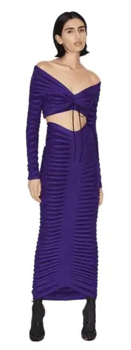 ALAÏA 3d Velvet Top in Ultraviolet 42 New Womens Cropped Knit Blouse Purple Size undefined