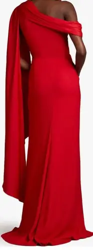 Tadashi Shoji NWOT Ember One-Shoulder Draped Gown lava red Sz 12