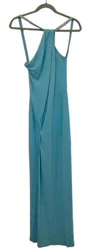Nicole Bakti Halter Maxi Gown Sky Blue Size Medium Old Money Formal Y2K Glam