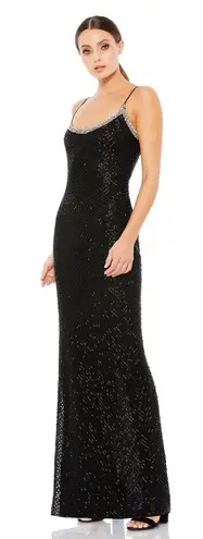 Mac Duggal Lattice Beaded Spaghetti Strap Column Gown- NWT