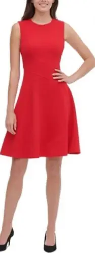 Tommy Hilfiger  Sleeveless Fit & Flare Dress in Red Size 6