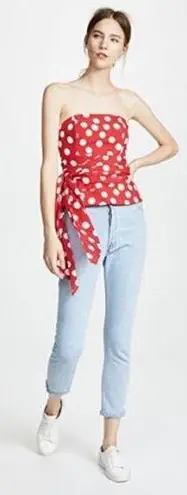 Club Monaco Rourke Top Sleeveless Red White Multi Polka Dot XS 0 Pinup Mod Femme
