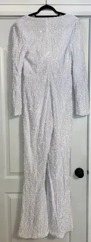 Bella and Bloom Boutique Meet Me There Sequin Tie Jumpsuit White Size XL