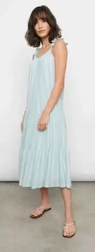 Rails NWT Dress Capri Linen Small Green White Striped Tiered Sleeveless