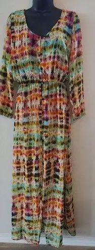 Xinshina Colorful Button Down Swimcover Maxi Dress Size L Beach Cover Up NWT Size L