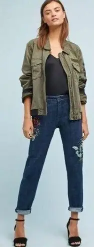 Pilcro and the Letterpress Anthropologie Sequin Floral Slim Boyfriend Jean