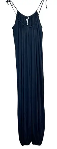 Vitamin A Black Eco-Rib Balloon-Leg Jumpsuit Swim Coverup Vacation Beachy Medium