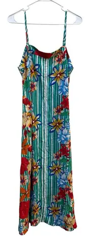 Borogodo Brazilian Dress Tropical Floral Colorful Resort Sundress Maxi $259 Size L