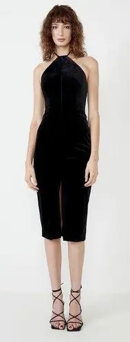 Bardot Alisa Black Dress Velvet Velour Sleeveless Halter Midi Bodycon US 8 NWT