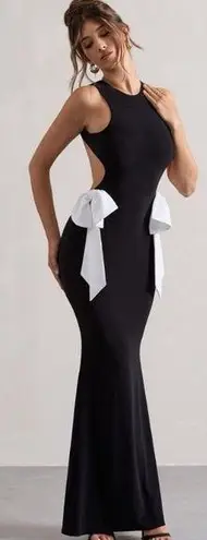 Club L By Your Side Cut Out Maxi Bow Monochrome Dress Size 4