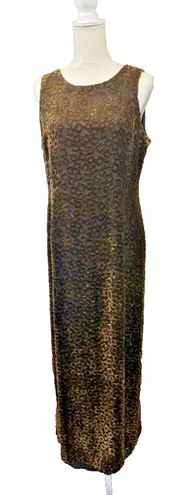 barney's new york Barneys New York Dress Womens Size 12 Brown Velvet Burn Out Geometric Maxi Gown