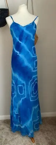 Vintage Jay Jacobs Blue Tie Dye Mesh Spaghetti Strap Maxi Dress, Size Large Size M
