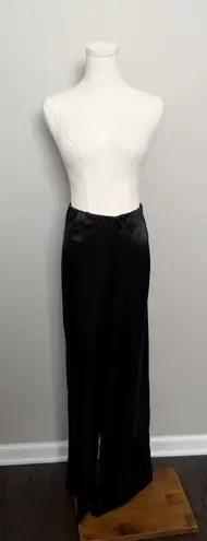 Coldwater Creek Pants Satin Silky Wide Leg Flat Front Party Cocktail Black