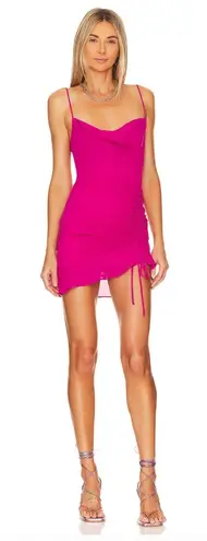 MORE TO COME Mileva Ruched Mini Dress in Fuchsia Pink Size XS