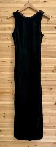 Vintage Scott McClintock Size Small Velvet Red Lace Back Maxi Prom Gown Black