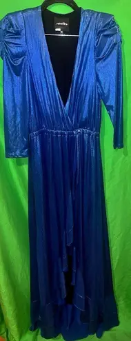 Retrofête Retrofete Elegant Metallic Blue Evening Gown size Small