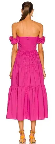 STAUD NWOT Elio Puff-Sleeve Prairie button down midi pink dress sz 10