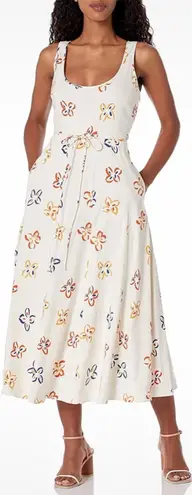 Rebecca Taylor Flame Fleur Linen Blend Midi Dress 00