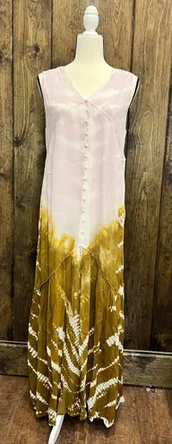 Young Fabulous and Broke New  Size M Long Maxi Raquel Dress tie dye tank Vneck NWOT