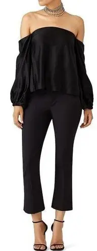 Elizabeth and James  Black Nolita Satin Off Shoulder Top thumbnail 1