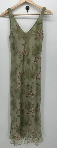 Positive Attitude Women Y2K Maxi Dress Size 8 Green Floral Fairy Dainty Coquette