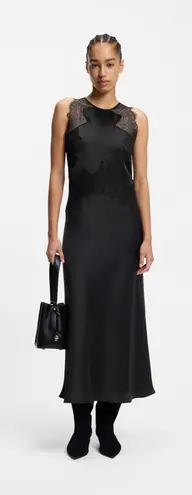 Hugo Boss SEERSUCKER-SATIN DRESS WITH LACE TRIMS
