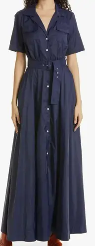NEW STAUD Millie Navy Button Down Shirt Belted Maxi Dress sz XS Blue